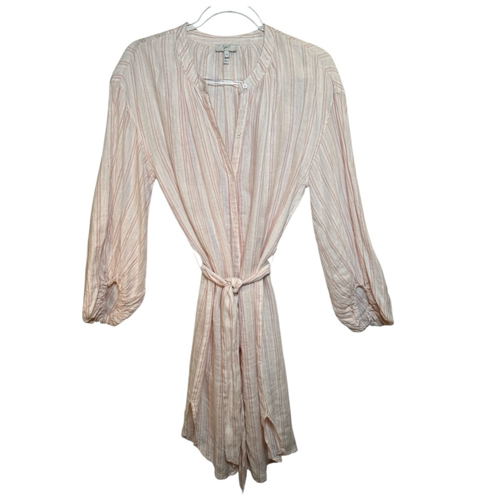 Joie Beatrissa Pink & Cream Striped Linen Shirt Dress - Picture 6 of 11